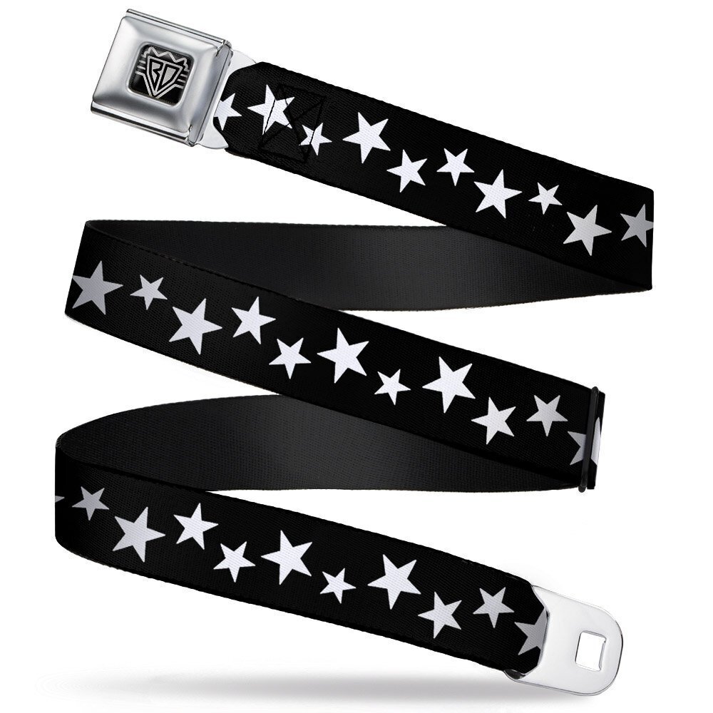 8244 Seatbelt Belt - Multi Stars Black/White - 1.0" Wide - 20-36 Inches in